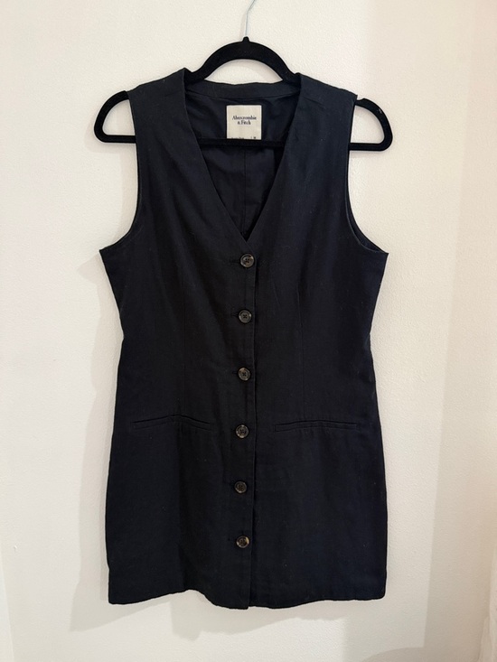 Abercrombie & Fitch Dresses & Skirts - Abercrombie & Fitch Black Sleeveless Button-Front Linen Mini Dress